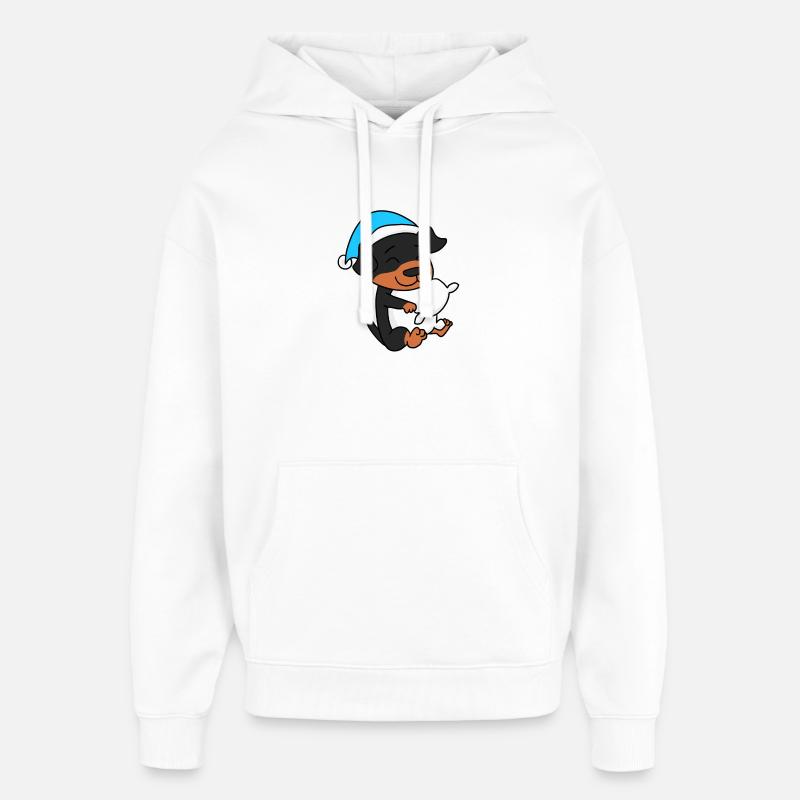 Rottweiler Chien Sleeping Fatigue - Sweat à capuche unisexe Stanley/Stella Oversized - blanc