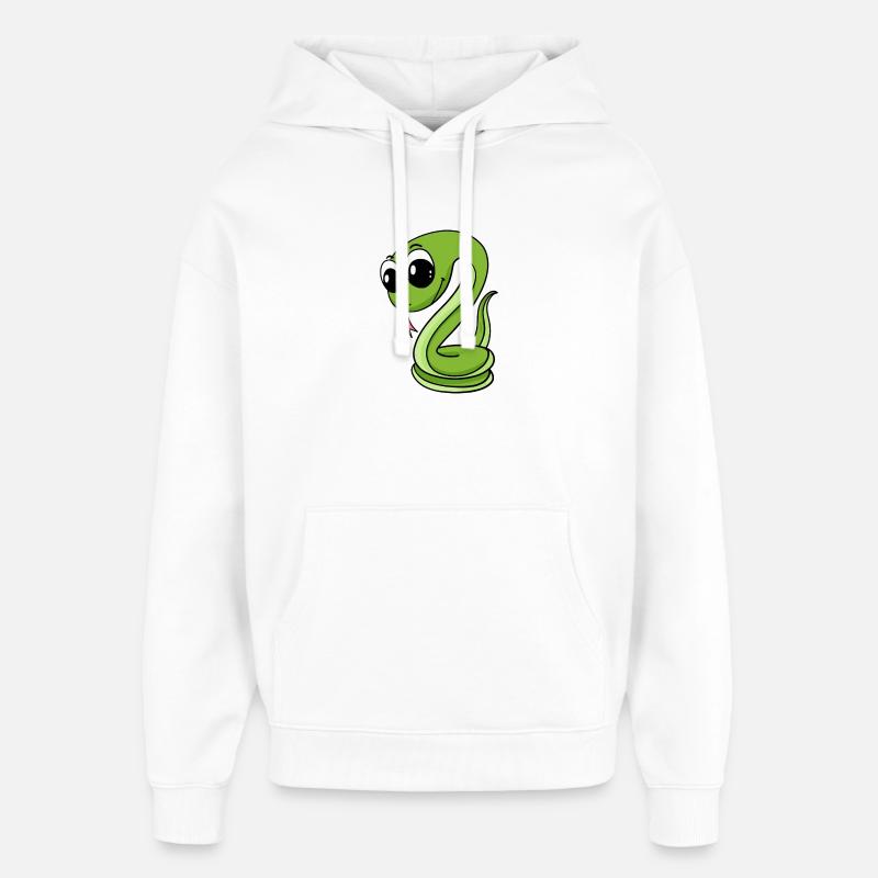 Serpent vert mignon - Sweat à capuche unisexe Stanley/Stella Oversized - blanc