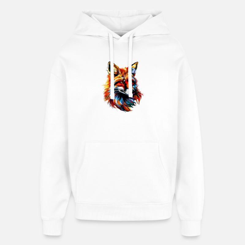Fox Pop Art Farverige Fox Lover Red Fox Fox Foxes - Hættetrøje unisex Stanley/Stella Oversized - hvid