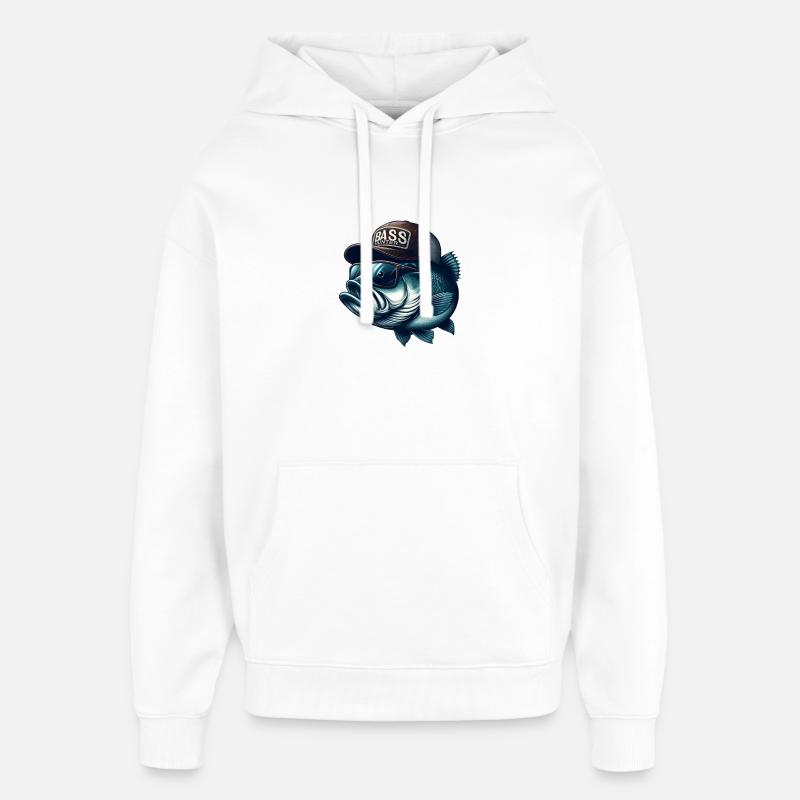 Stribet basjæger - Hættetrøje unisex Stanley/Stella Oversized - hvid