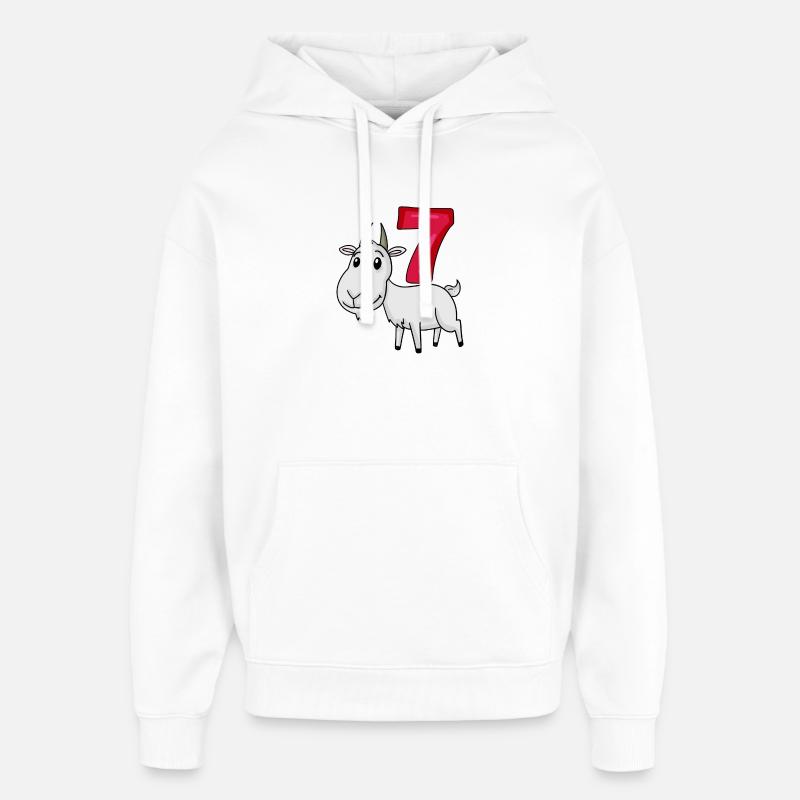 Motif 7e anniversaire Chèvre - Sept ans - Sweat à capuche unisexe Stanley/Stella Oversized - blanc