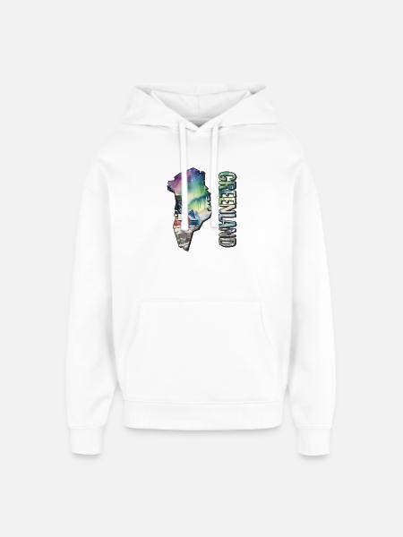 Akvarel Kort Grønland - Hættetrøje unisex Stanley/Stella Oversized - hvid