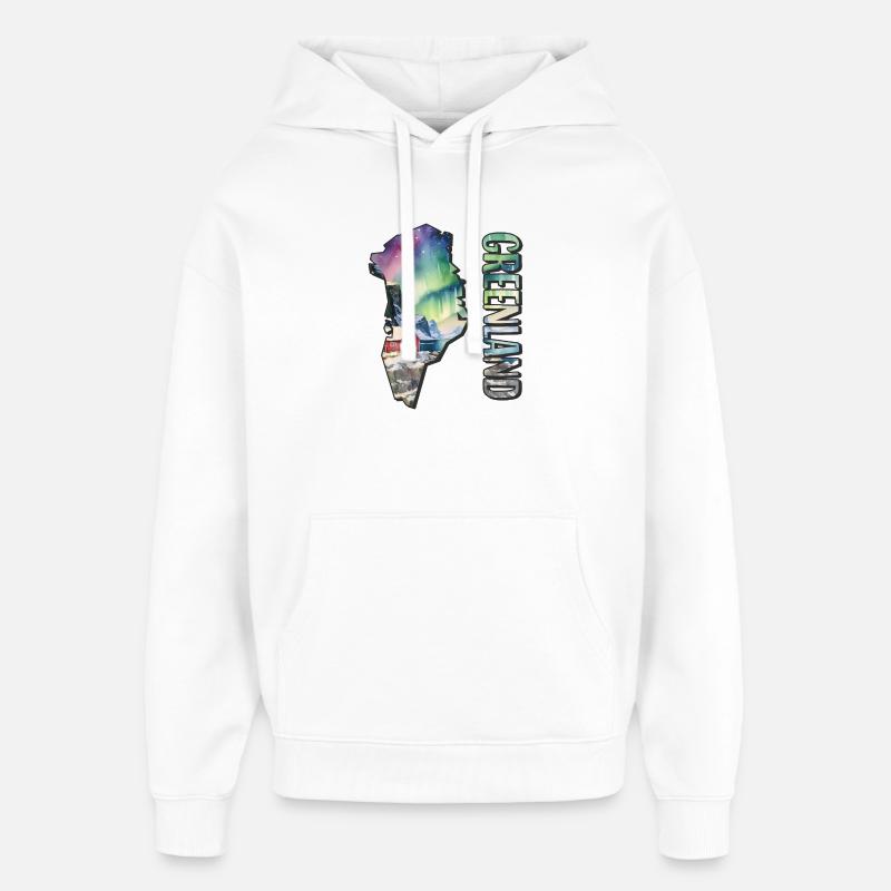 Carte à l’aquarelle Groenland - Sweat à capuche unisexe Stanley/Stella Oversized - blanc