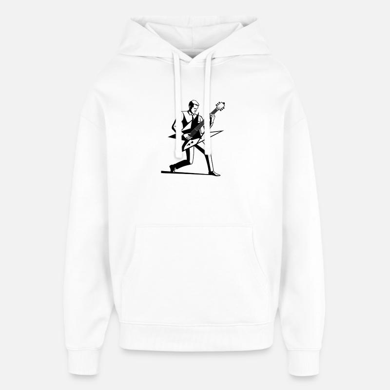 Dessin de guitariste emblématique - Sweat à capuche unisexe Stanley/Stella Oversized - blanc