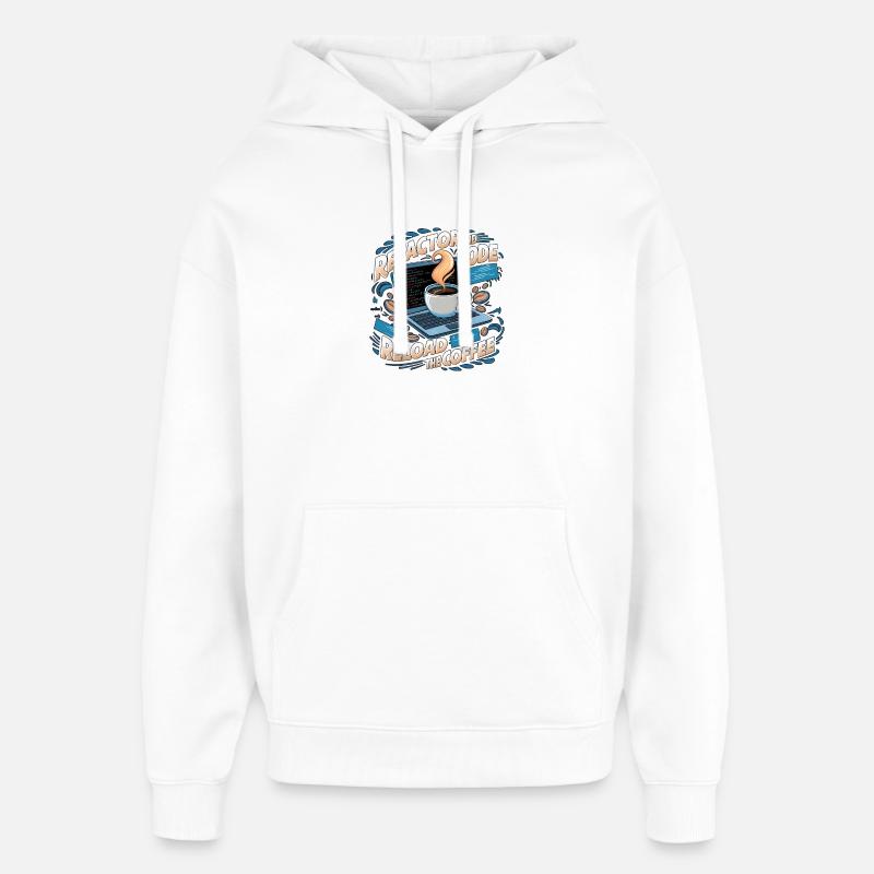Programmers generate code from coffee - Oversized Unisex Hoodie by Stanley/Stella - white