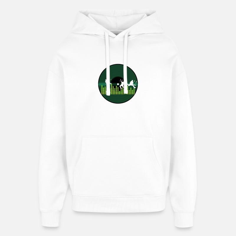 Rythmes sur vinyle vert - Sweat à capuche unisexe Stanley/Stella Oversized - blanc