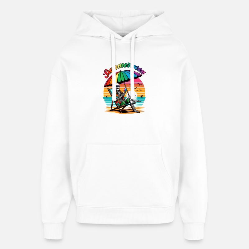 Summerween Skeleton : se détendre en été - Sweat à capuche unisexe Stanley/Stella Oversized - blanc