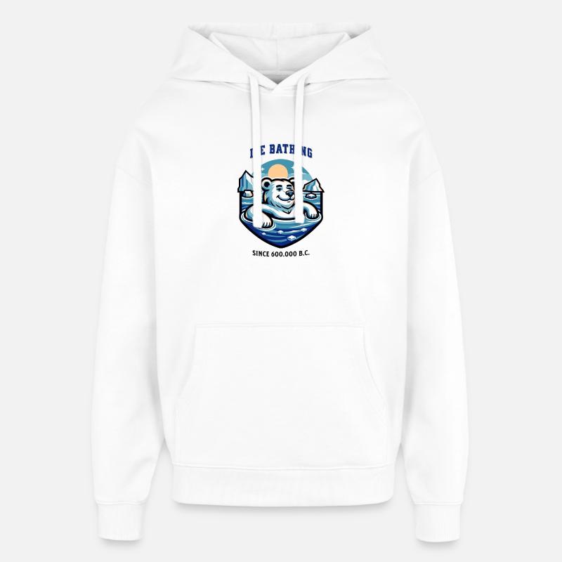 relaxter Eisbär beim Eisbaden lustiger Spruch - Oversized Unisex Hoodie von Stanley/Stella - Weiß