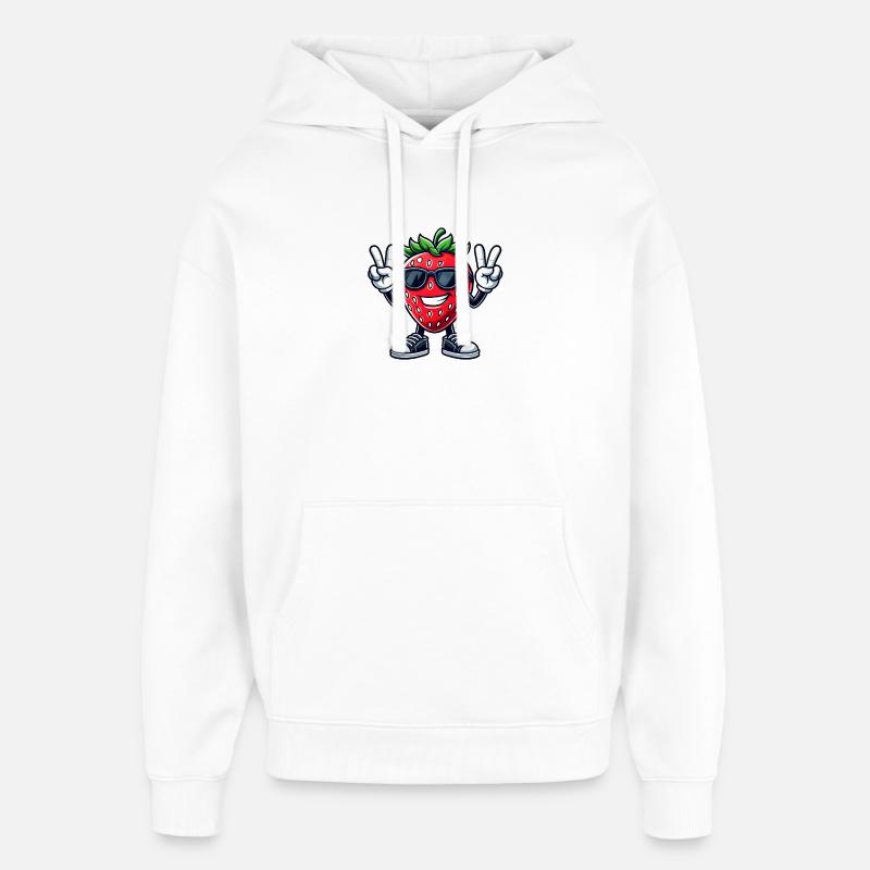 fraise sucrée dessin animé fruit de la paix fruité - Sweat à capuche unisexe Stanley/Stella Oversized - blanc