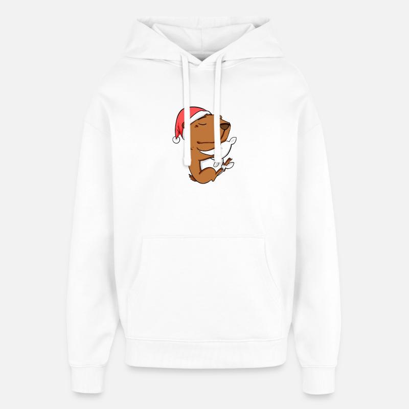Capybara Capybara Capybaras Noël - Sweat à capuche unisexe Stanley/Stella Oversized - blanc