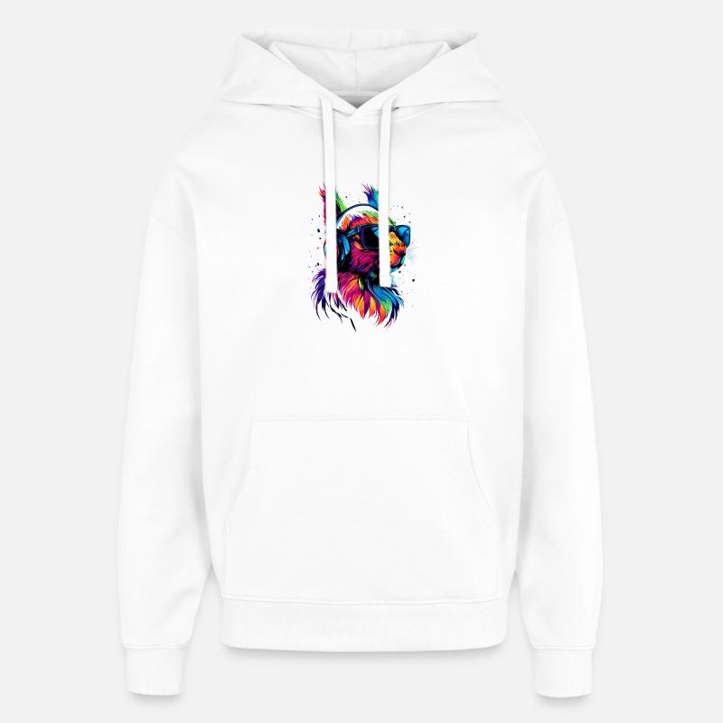 Eichhörnchen Kopfhörer Bunt Popart DJ Eichhörnchen - Oversized Unisex Hoodie von Stanley/Stella - Weiß