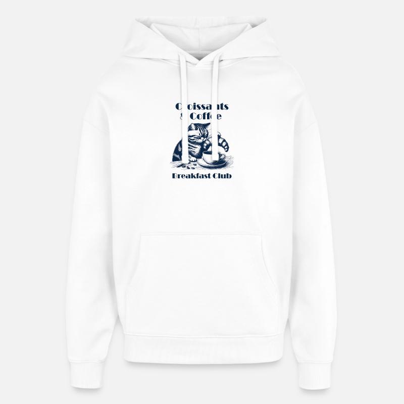Caffè e Croissant Breakfast Club - Stanley/Stella Oversized Felpa con cappuccio unisex - bianco