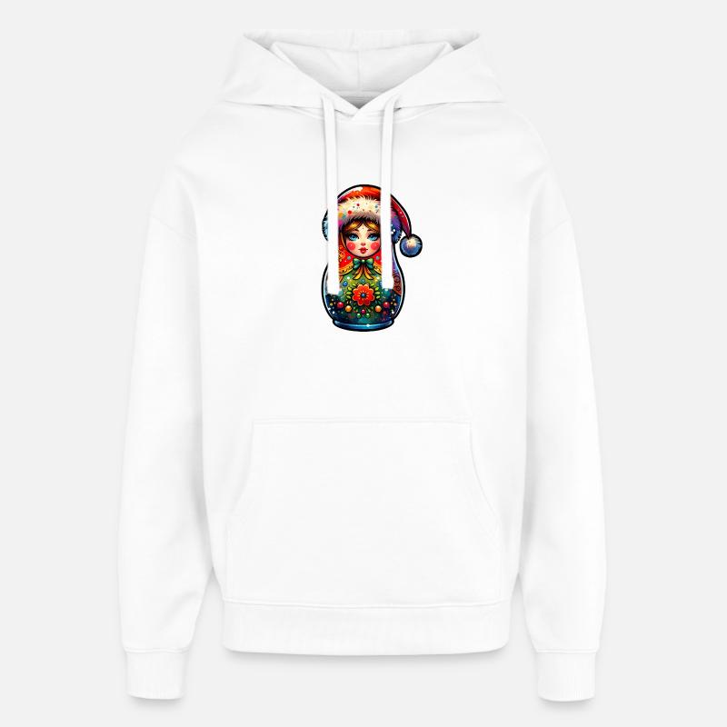 Matriochka russe Noël Russie - Sweat à capuche unisexe Stanley/Stella Oversized - blanc