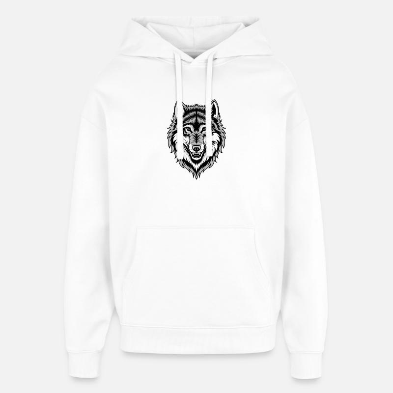 Wolf Kostüm blauer Wolfskopf Werwolf und - Oversized Unisex Hoodie von Stanley/Stella - Weiß