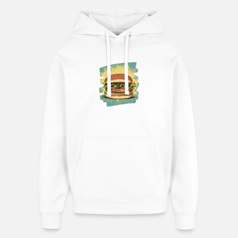 Burger Rétro - Sweat à capuche unisexe Stanley/Stella Oversized - blanc
