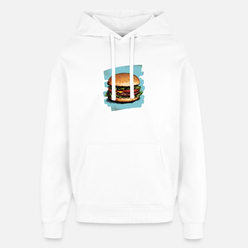 Burger Rétro - Sweat à capuche unisexe Stanley/Stella Oversized - blanc