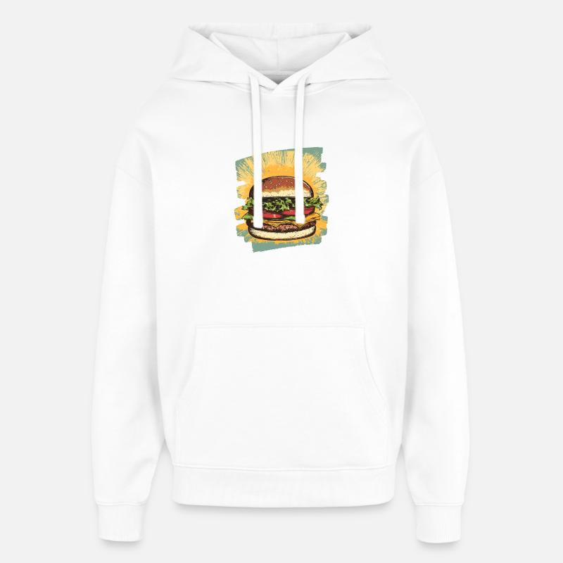 Burger Rétro - Sweat à capuche unisexe Stanley/Stella Oversized - blanc