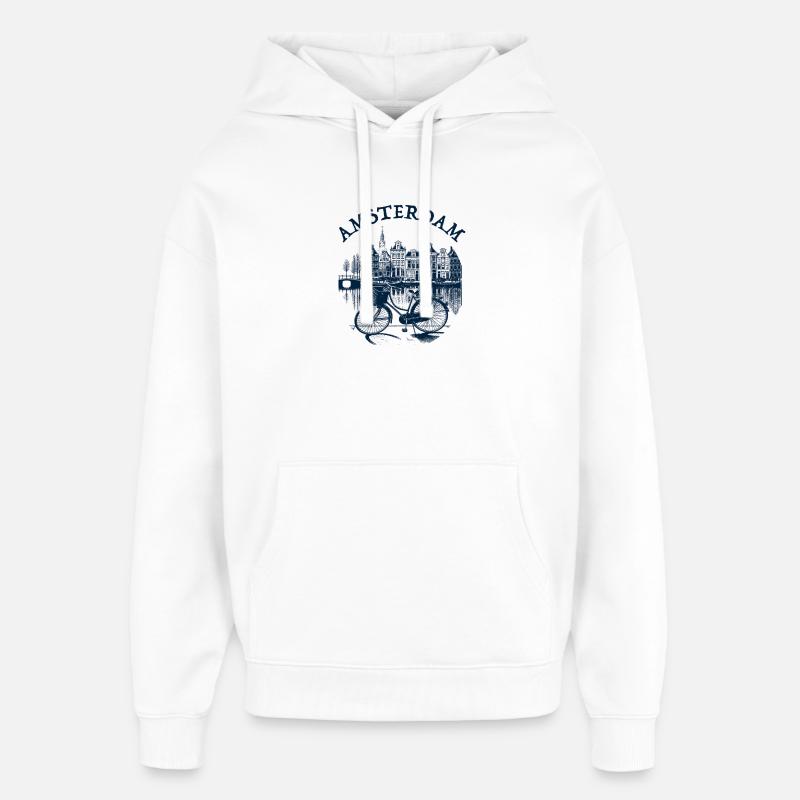 Amsterdam Cyclisme - Sweat à capuche unisexe Stanley/Stella Oversized - blanc