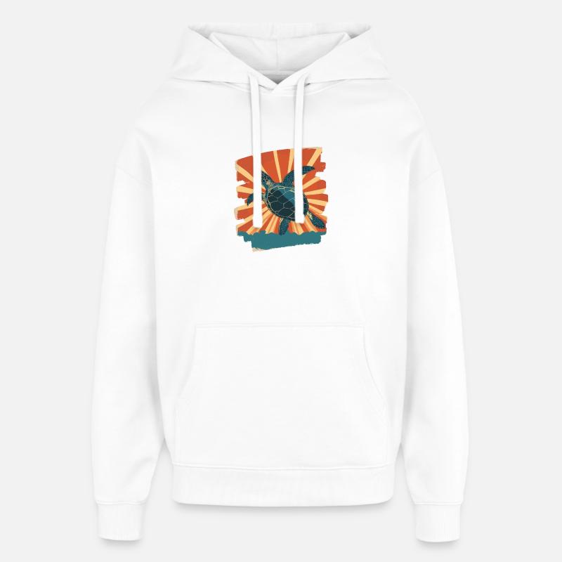 Tortue de mer rétro - Sweat à capuche unisexe Stanley/Stella Oversized - blanc
