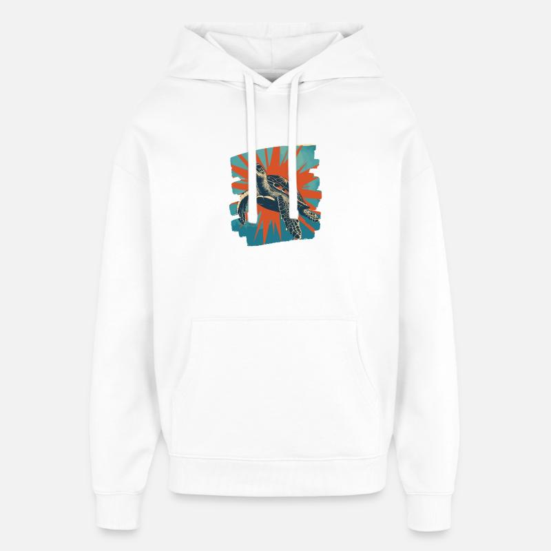 Tortue de mer rétro - Sweat à capuche unisexe Stanley/Stella Oversized - blanc