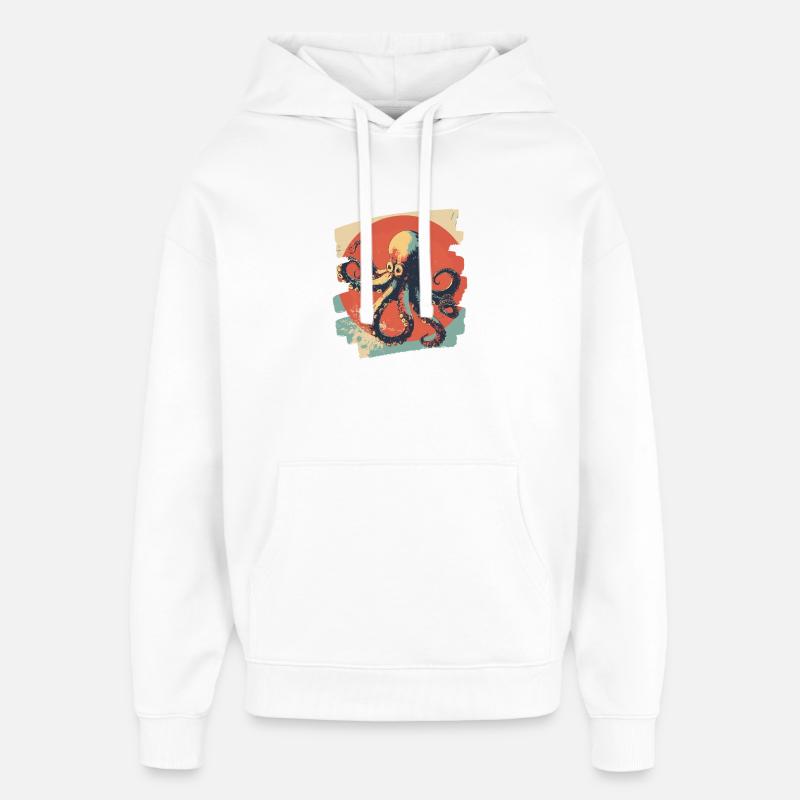 Pieuvre Octopus Rétro - Sweat à capuche unisexe Stanley/Stella Oversized - blanc