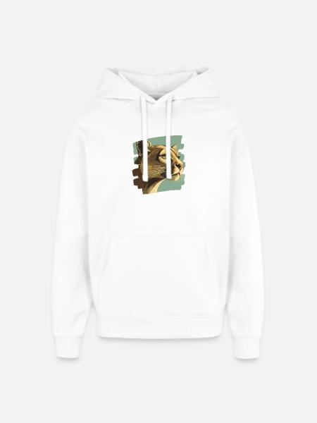Lion from mountain Retro - Oversized Unisex Hoodie by Stanley/Stella - white
