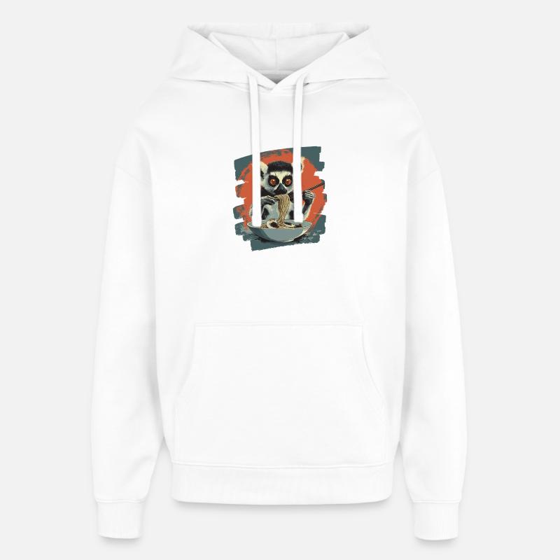 Lemur Ramen Rétro - Sweat à capuche unisexe Stanley/Stella Oversized - blanc