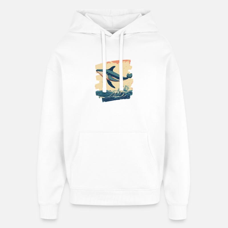 Baleine - Sweat à capuche unisexe Stanley/Stella Oversized - blanc