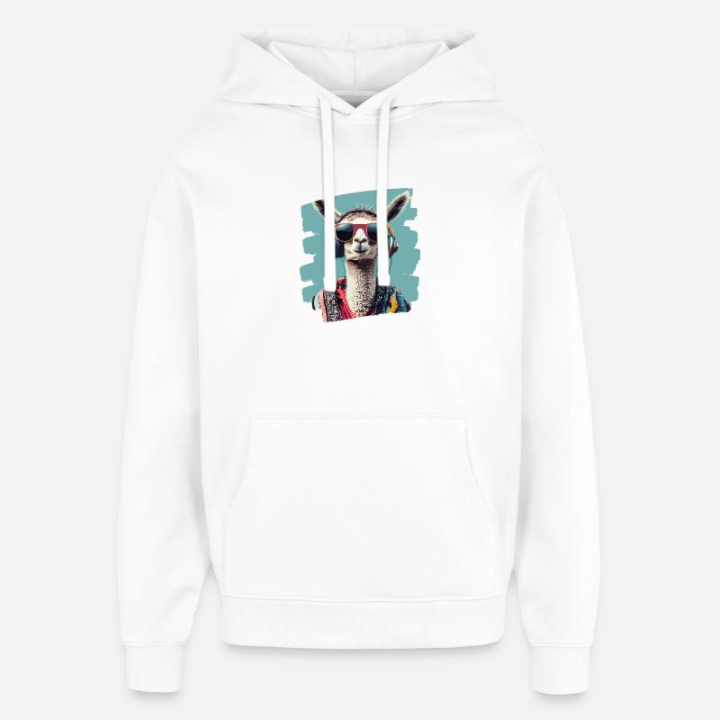 Casque Llama - Sweat à capuche unisexe Stanley/Stella Oversized - blanc