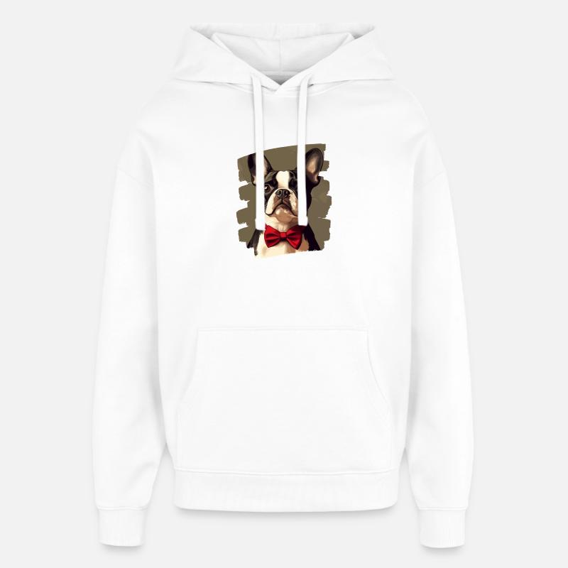 Boston Terrier - Sweat à capuche unisexe Stanley/Stella Oversized - blanc
