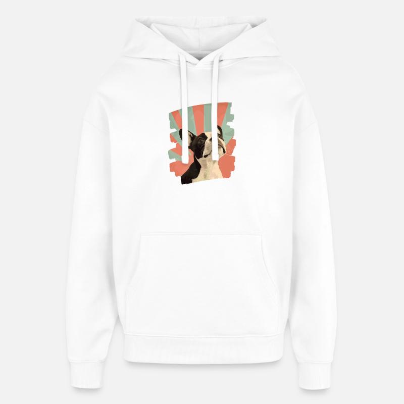 Boston Terrier - Sweat à capuche unisexe Stanley/Stella Oversized - blanc
