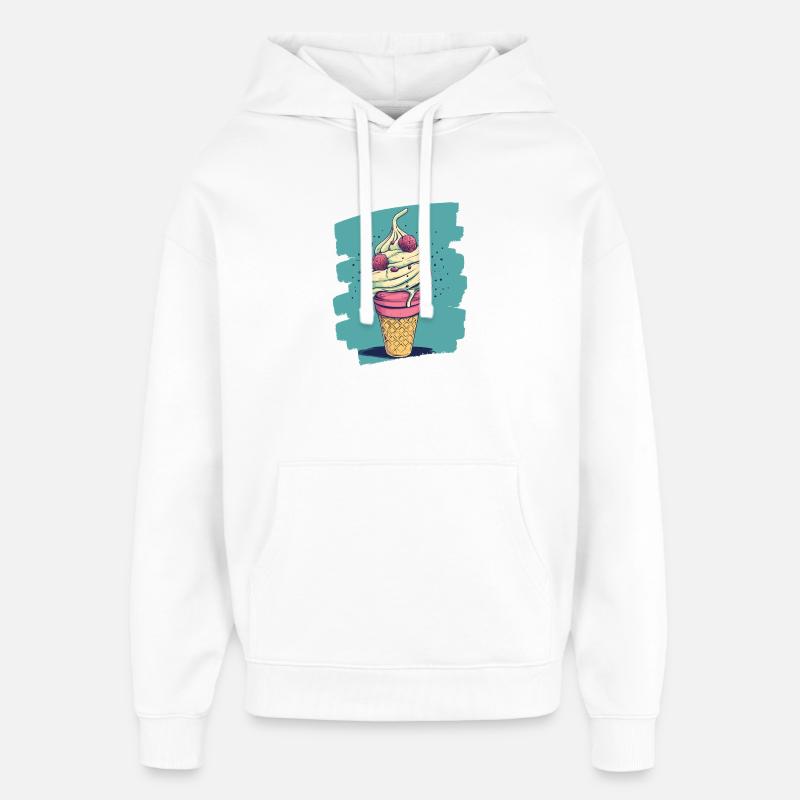 Crème glacée Crème glacée - Sweat à capuche unisexe Stanley/Stella Oversized - blanc