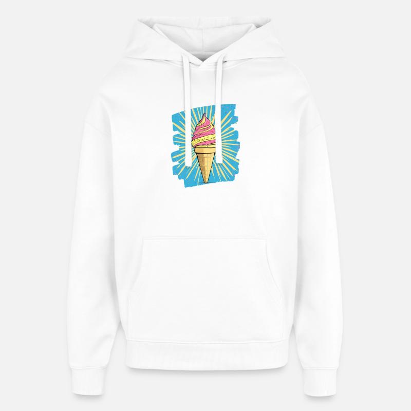 Crème glacée Crème glacée - Sweat à capuche unisexe Stanley/Stella Oversized - blanc