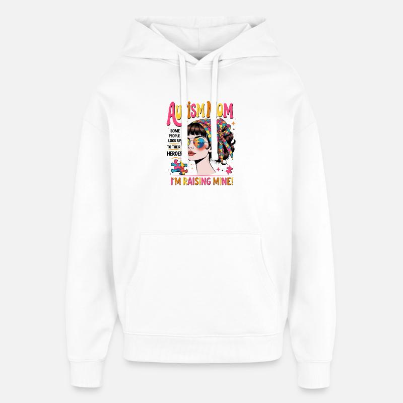 MÈRE AUTISTE - Sweat à capuche unisexe Stanley/Stella Oversized - blanc
