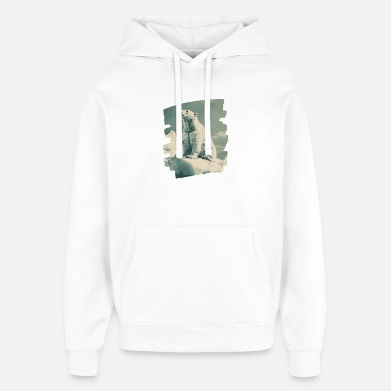 Ours blanc - Sweat à capuche unisexe Stanley/Stella Oversized - blanc