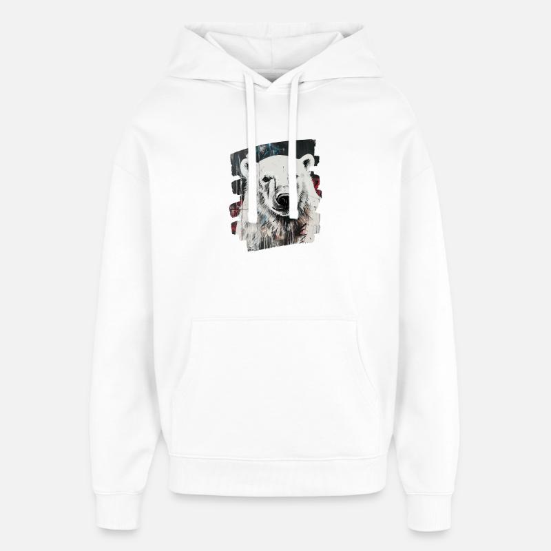 Ours blanc - Sweat à capuche unisexe Stanley/Stella Oversized - blanc