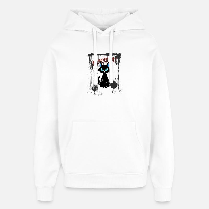 Chat dur à cuire - Sweat à capuche unisexe Stanley/Stella Oversized - blanc