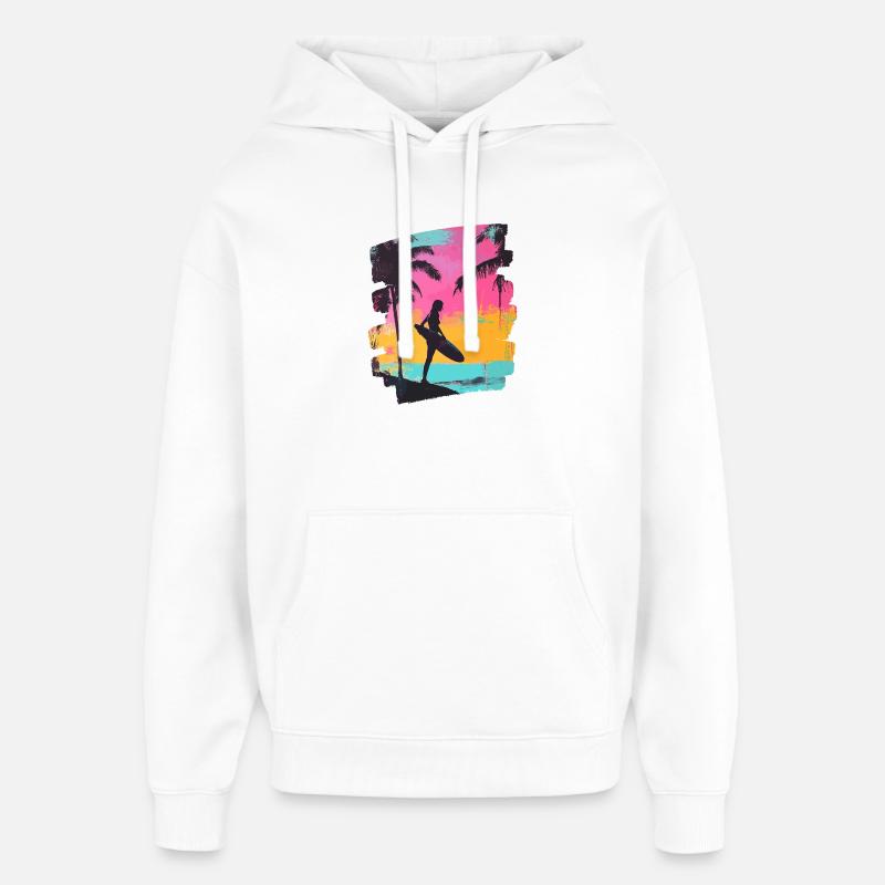 Surfeur Surf Planche de surf Surf - Sweat à capuche unisexe Stanley/Stella Oversized - blanc
