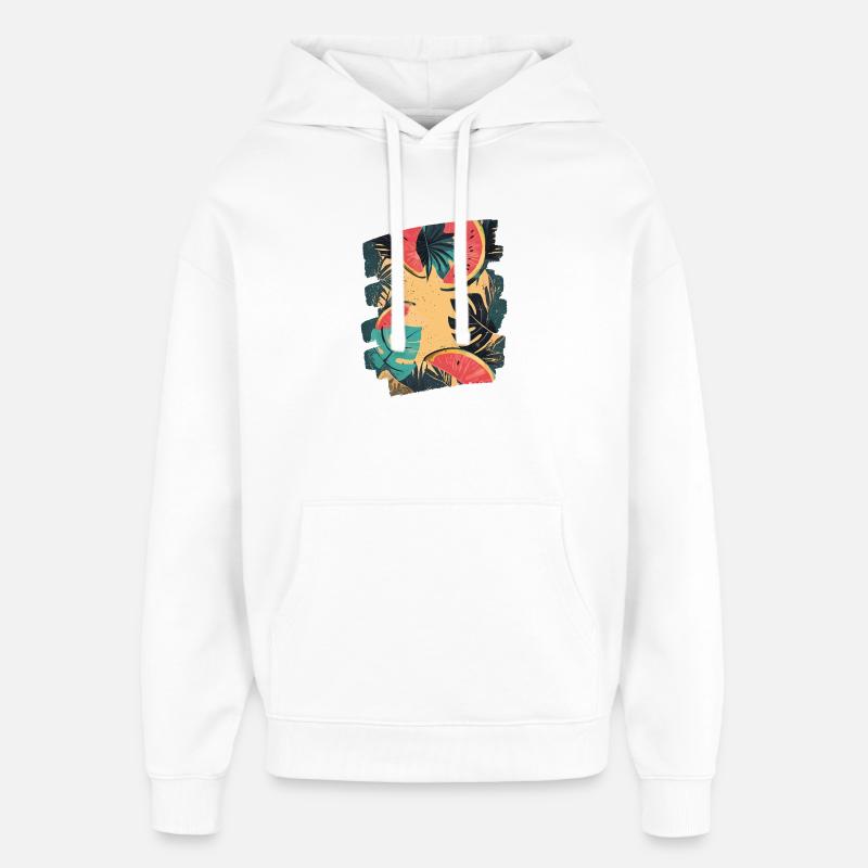 Pastèque d’été et palmiers - Sweat à capuche unisexe Stanley/Stella Oversized - blanc