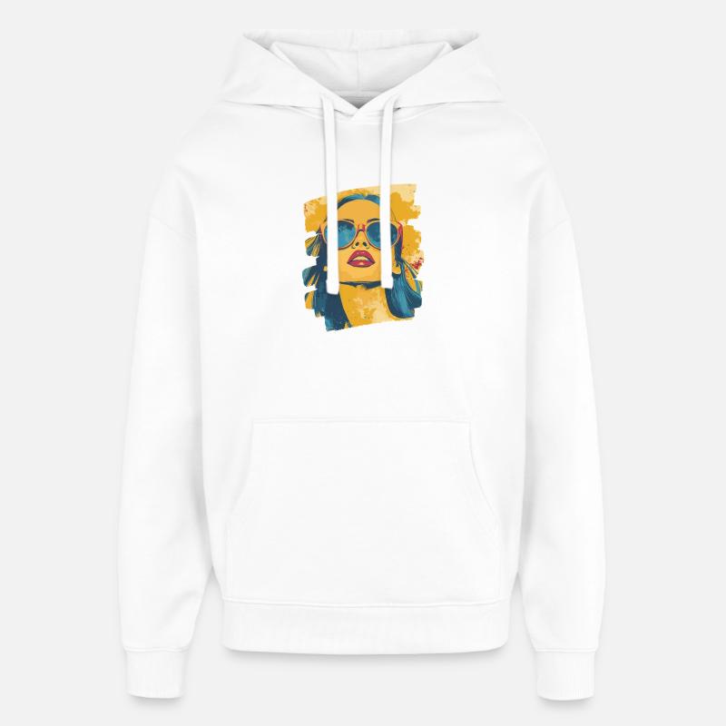 Soleil d’été Rétro - Sweat à capuche unisexe Stanley/Stella Oversized - blanc