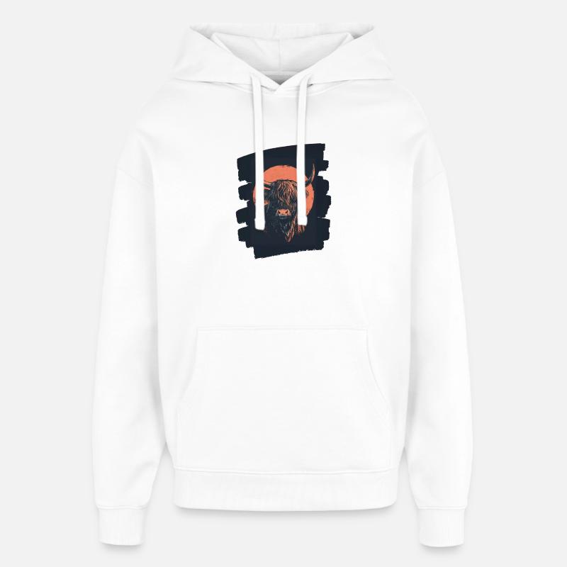 Bovins écossais des Highlands - Sweat à capuche unisexe Stanley/Stella Oversized - blanc