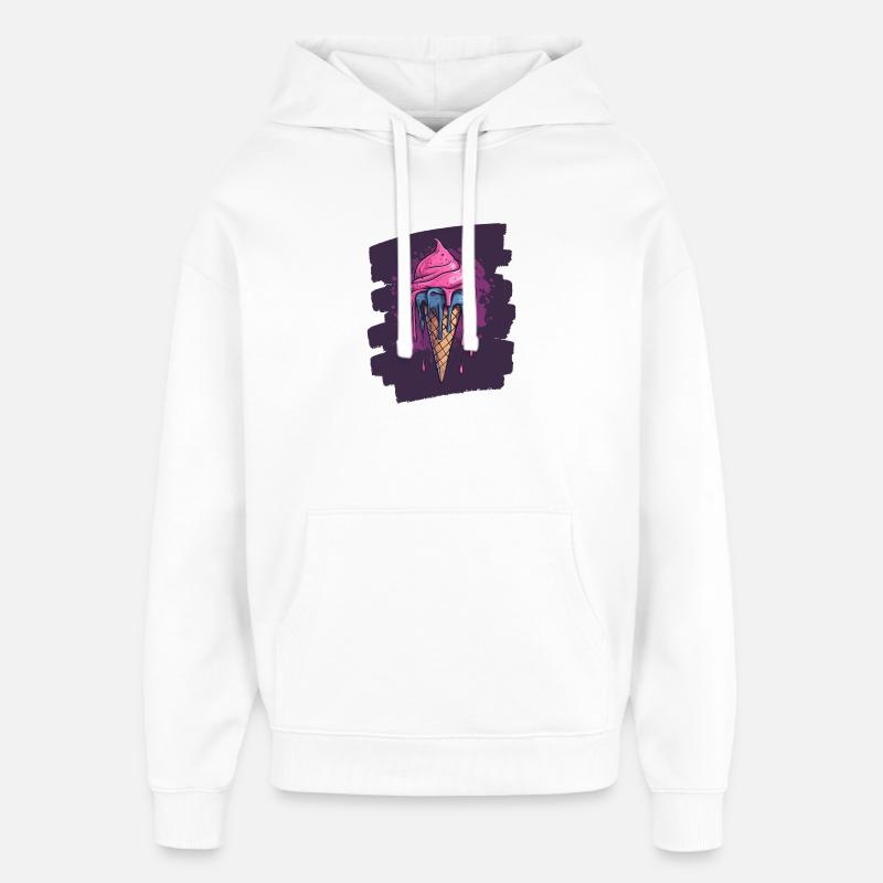 Crème glacée Crème glacée - Sweat à capuche unisexe Stanley/Stella Oversized - blanc