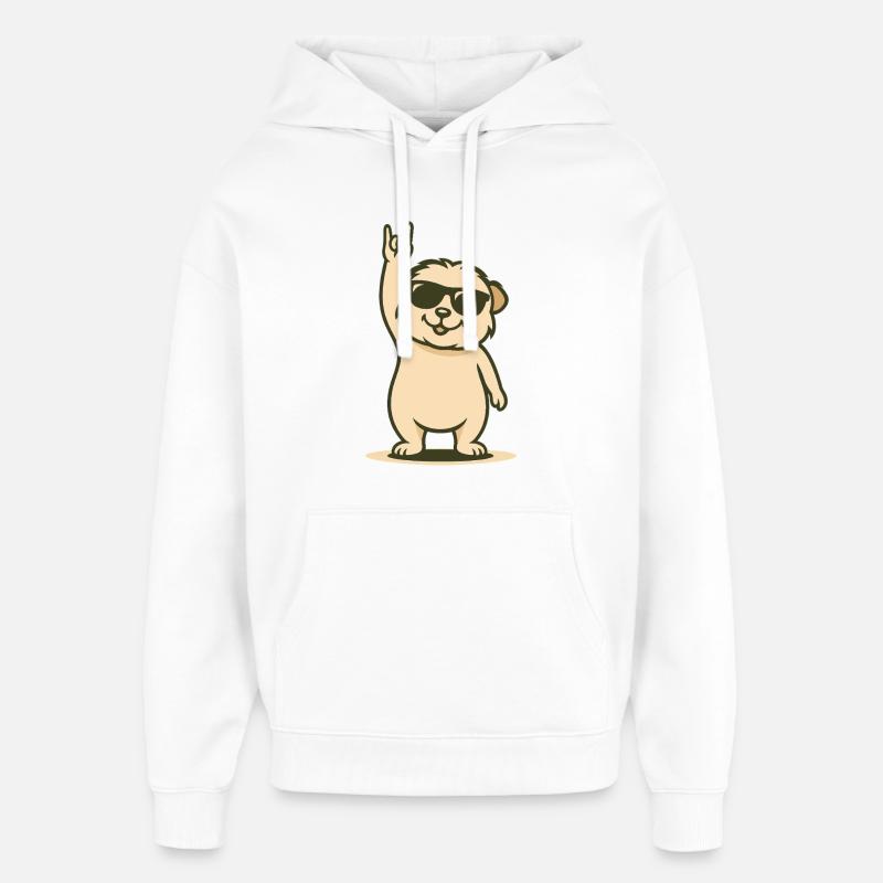 Cochon d’Inde Rock’n’Roll - Sweat à capuche unisexe Stanley/Stella Oversized - blanc