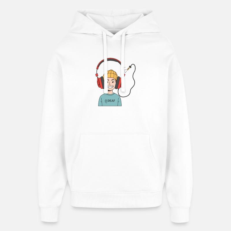 Sourds et heureux - Sweat à capuche unisexe Stanley/Stella Oversized - blanc