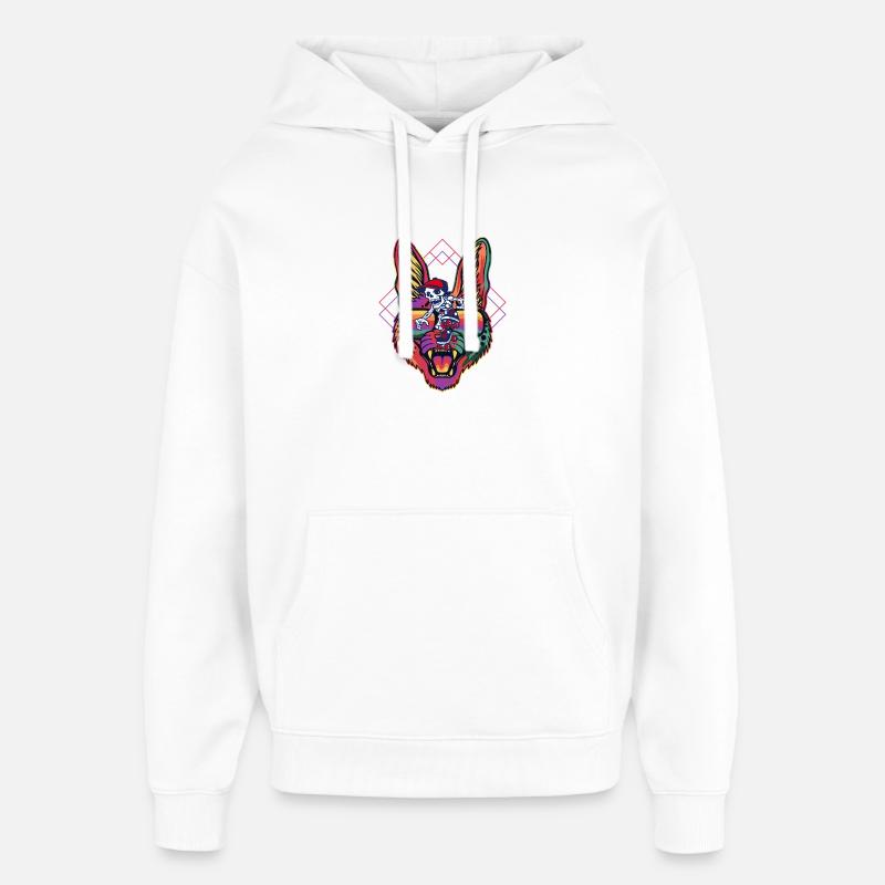 Chat néon pharaonique - Sweat à capuche unisexe Stanley/Stella Oversized - blanc