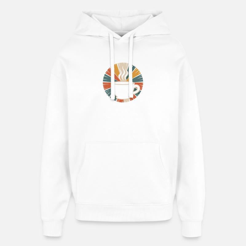 Warming Coffee Mug Retro Design - Oversized Unisex Hoodie by Stanley/Stella - white