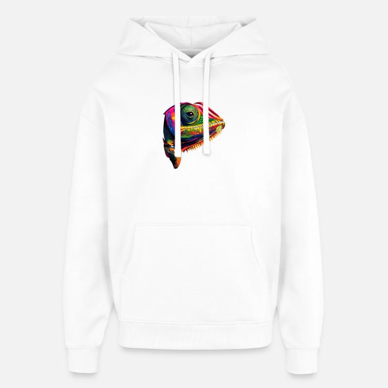 Caméléon Lézard Reptile Caméléon Iguane Lézard - Sweat à capuche unisexe Stanley/Stella Oversized - blanc