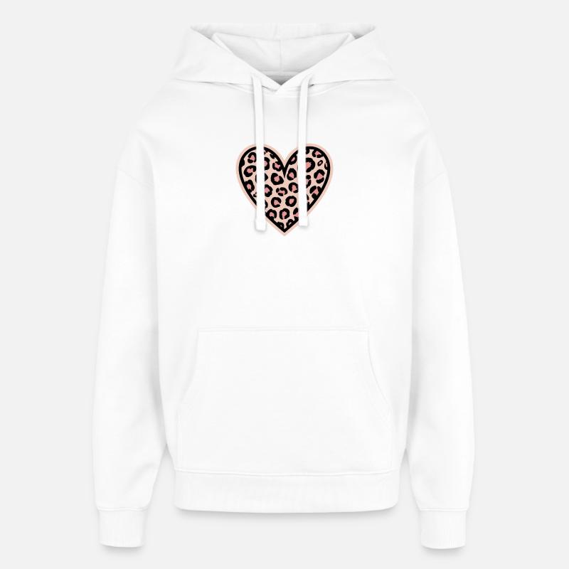 Motif coeur léopard - Sweat à capuche unisexe Stanley/Stella Oversized - blanc