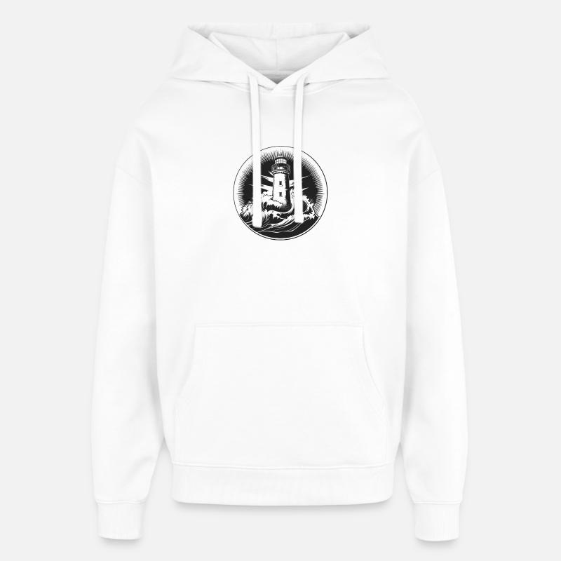 Phare dans la tempête - Sweat à capuche unisexe Stanley/Stella Oversized - blanc