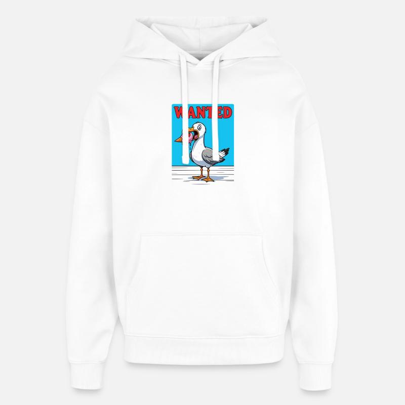 Gesucht Möwe Eiscreme Abenteuer - Sweat à capuche unisexe Stanley/Stella Oversized - blanc